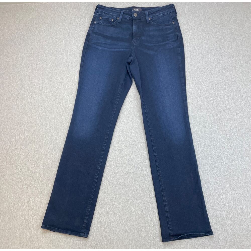 NYDJ‎ Jeans Womens 8 Blue Denim Cotton Blend Stretch Marilyn Straight Leg